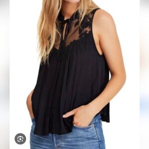 Free People Western Romance Top Black Size Small Flowy
